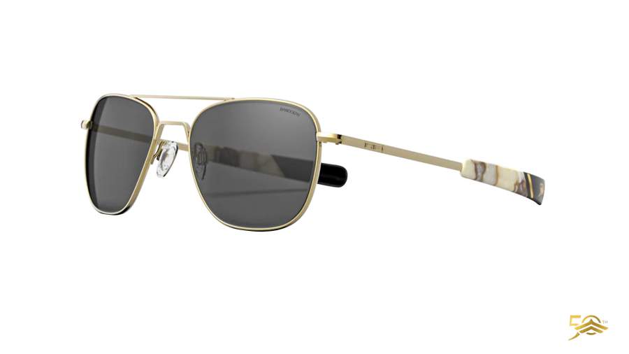 Occhiali da sole Randolph Aviator Gold 23k AF341 55-20 Oro in stock