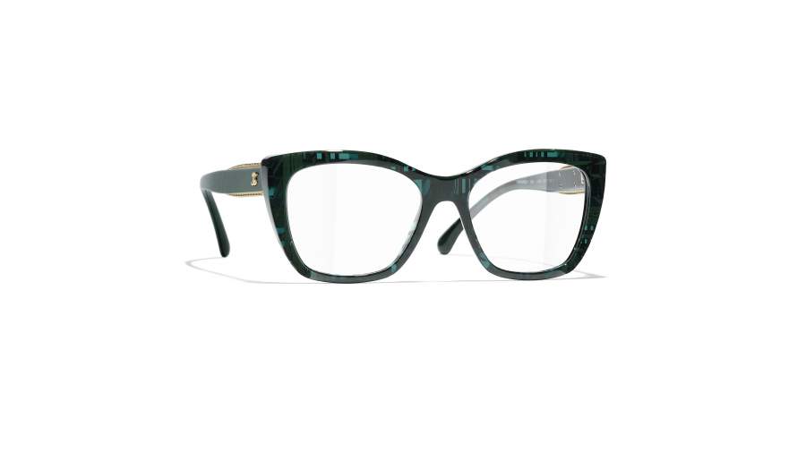 Lunettes de vue CHANEL CH3460 1666 52-17 Green Tweed en stock