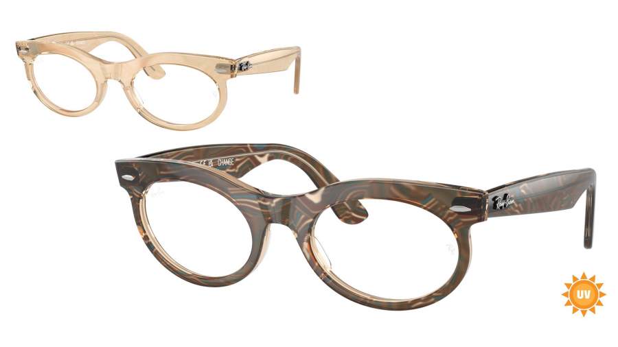 Occhiali da vista Ray-Ban Wayfarer oval Change collection RX2242V RB2242V 8294 50-22 Photo waves brown in stock