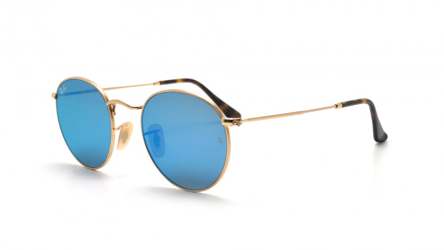 Ray-Ban Round Metal Round Flat Lenses Gold RB3447N 001/90 50-21 Medium Flash