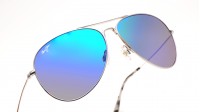 Maui Jim Mavericks Silver Argent Maui pure B264 17 61-14 Large Polarized Verres Miroirs Bleus