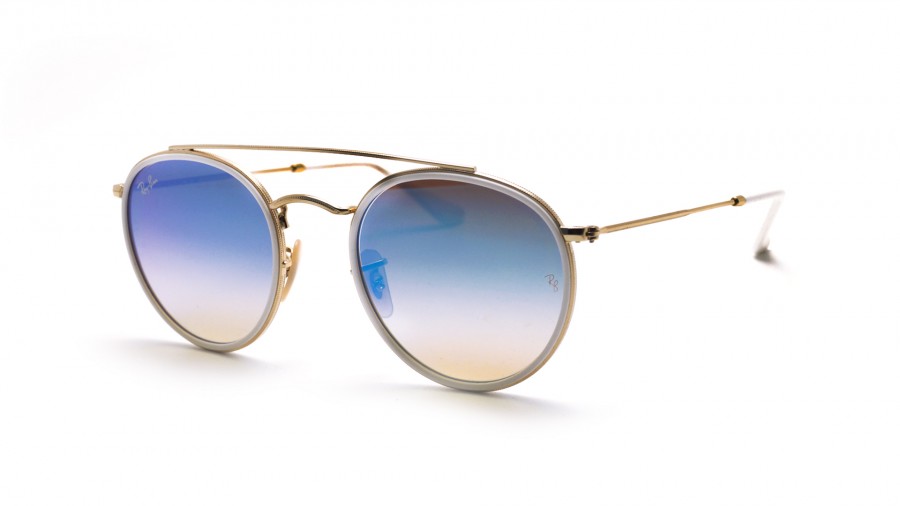 Ray-Ban Round Double Bridge Golden RB3647N 001/4O 51-22 Medium Gradient Flash