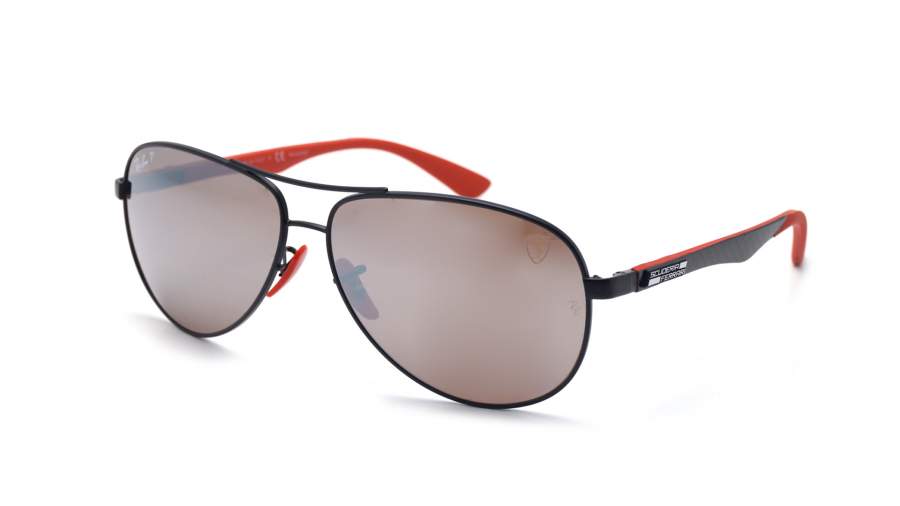 Ray-Ban Scuderia Ferrari Noir Mat RB8313M F002/H2 61-13 Large Polarisés Miroirs