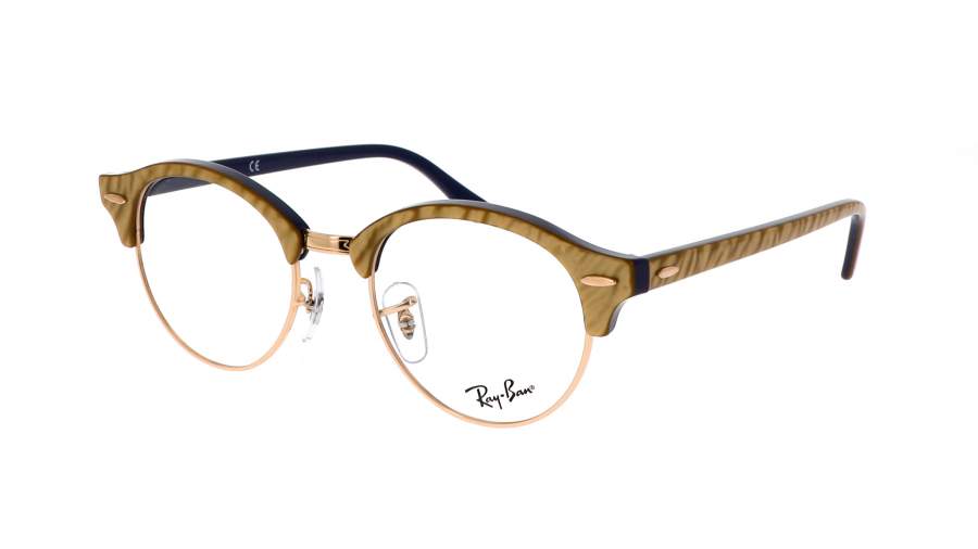 Brille Ray-Ban Clubround Wrinkled Optics Beige RX4246 RB4246V 8051 47-19 Schmal auf Lager