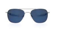 Randolph Aviator Argent Mat Atlantic Blue AF254 55-20 Medium Polarisés Miroirs
