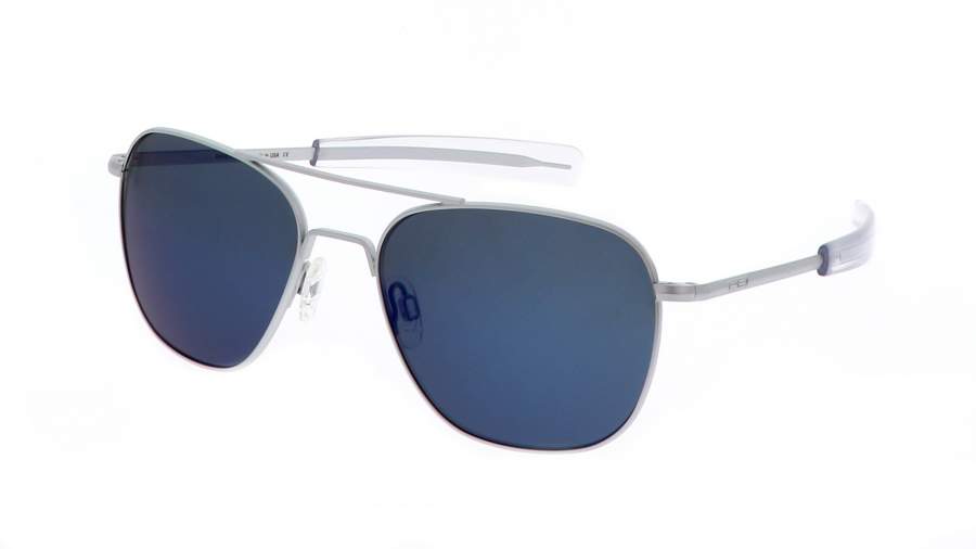 Sonnenbrille Randolph Aviator Silber Matt Atlantic Blue AF254 55-20 Medium Polarisierte Gläser Verspiegelte Gläser auf Lager