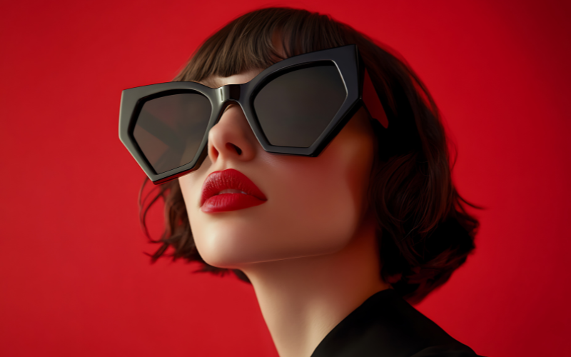 lunettes de soleil hexagonales de marque